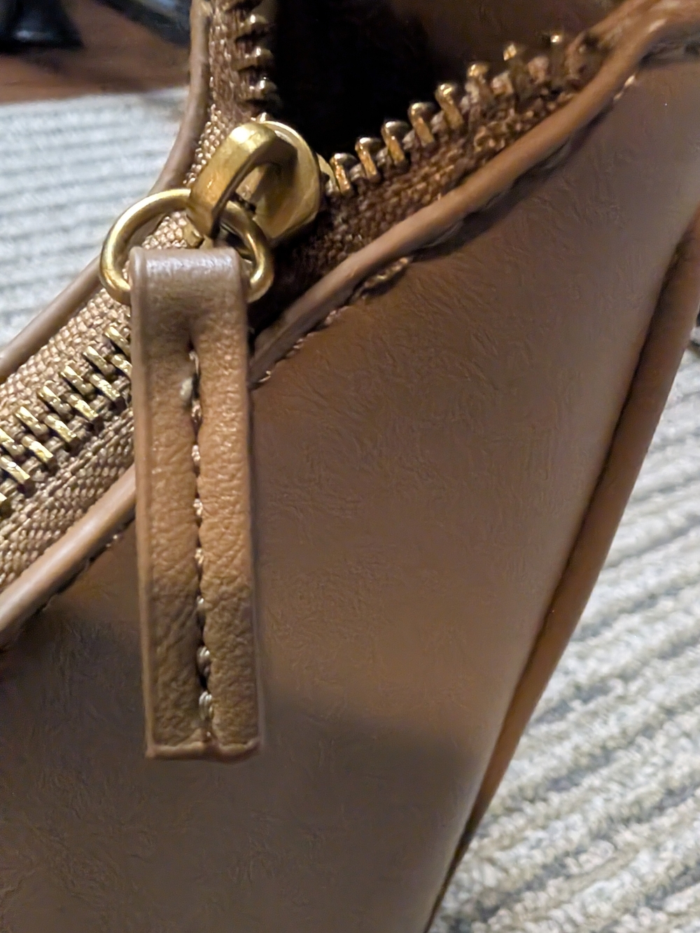 Madison West Taupe Crescent Leather Shoulder Bag - Women - Picture 6 of 7